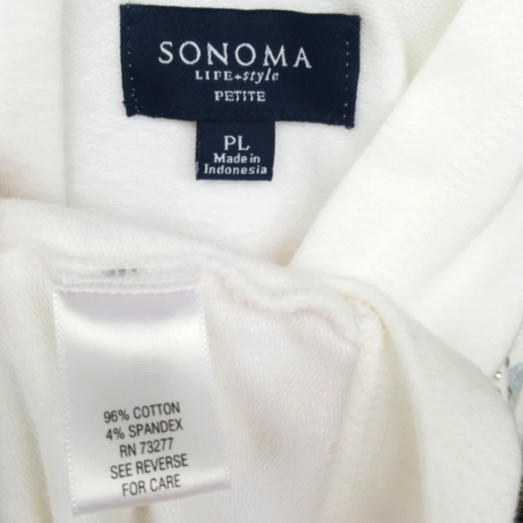 SONOMA ♡ White|Blue|Gray Embroidered|Embellished L|S Hoodie Jacket w/Pockets LP - Picture 16 of 16